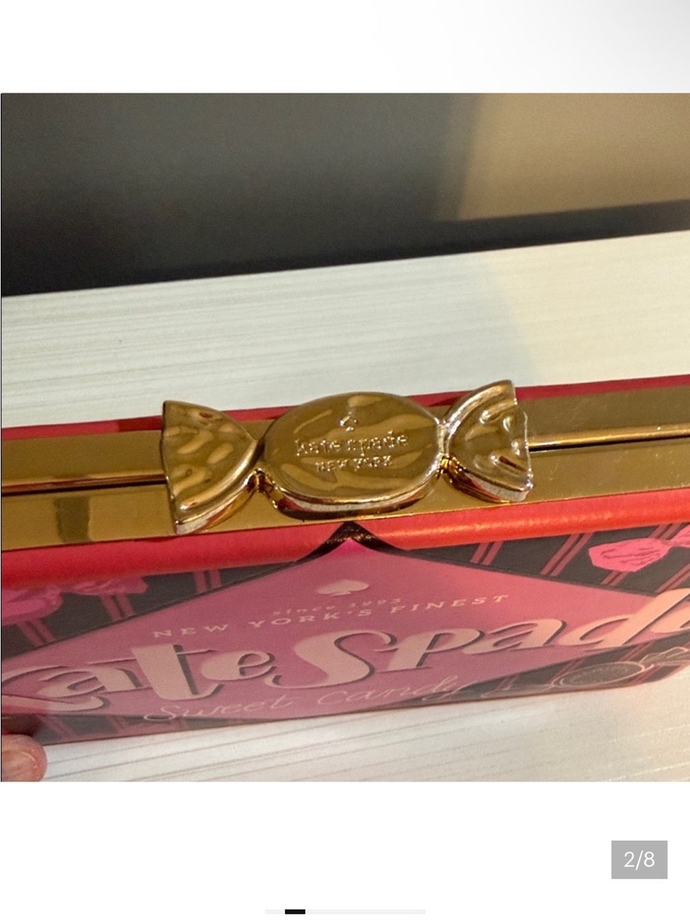 Kate Spade ♠️ NOVELTY Pink and Black Sweet Candy Box Clutch - Picture 2 of 6
